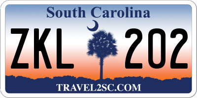 SC license plate ZKL202