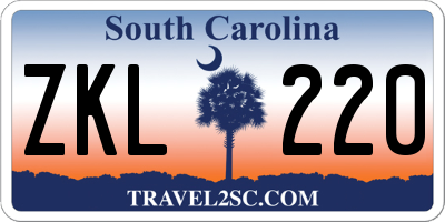 SC license plate ZKL220