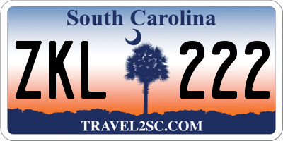 SC license plate ZKL222