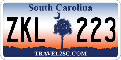 SC license plate ZKL223