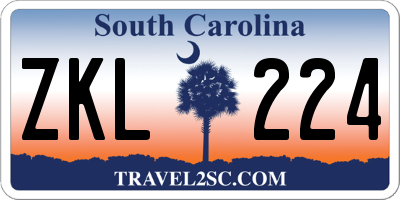 SC license plate ZKL224