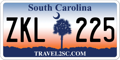 SC license plate ZKL225