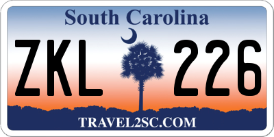 SC license plate ZKL226
