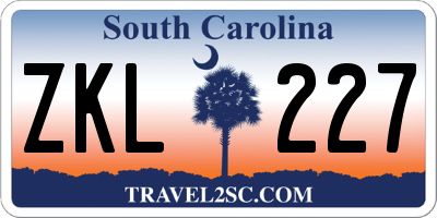 SC license plate ZKL227