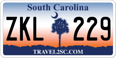 SC license plate ZKL229