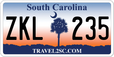 SC license plate ZKL235