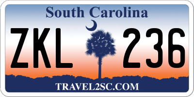 SC license plate ZKL236