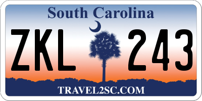 SC license plate ZKL243