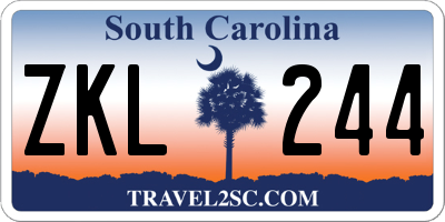 SC license plate ZKL244