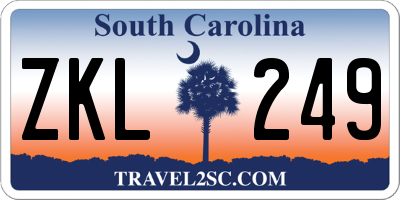 SC license plate ZKL249
