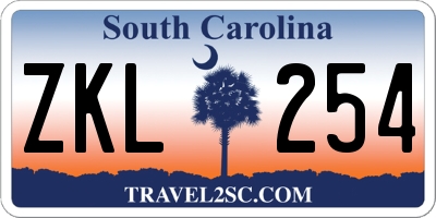 SC license plate ZKL254