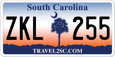 SC license plate ZKL255