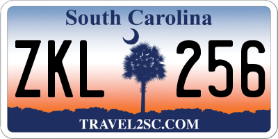 SC license plate ZKL256