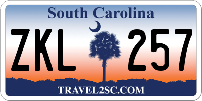 SC license plate ZKL257