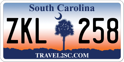SC license plate ZKL258