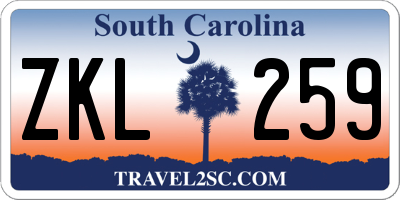 SC license plate ZKL259