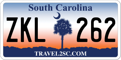 SC license plate ZKL262