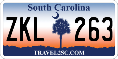 SC license plate ZKL263