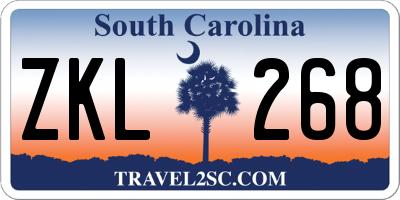SC license plate ZKL268