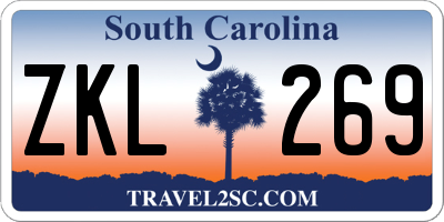 SC license plate ZKL269