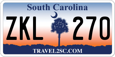 SC license plate ZKL270