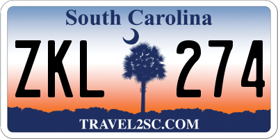 SC license plate ZKL274