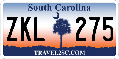 SC license plate ZKL275