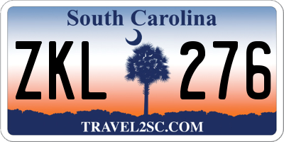 SC license plate ZKL276
