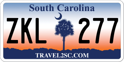 SC license plate ZKL277