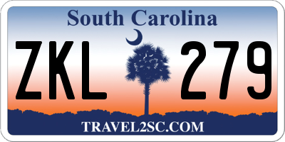 SC license plate ZKL279