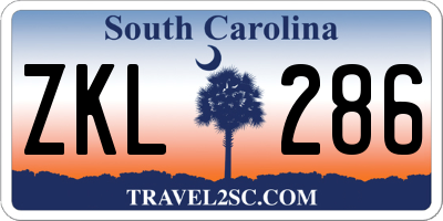 SC license plate ZKL286