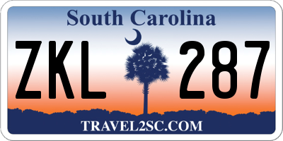 SC license plate ZKL287