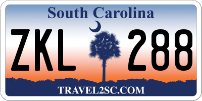 SC license plate ZKL288