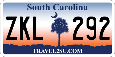 SC license plate ZKL292