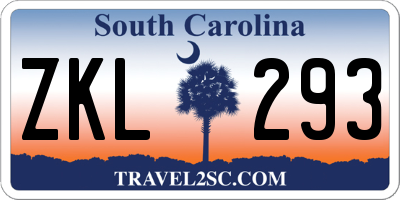 SC license plate ZKL293