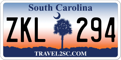 SC license plate ZKL294