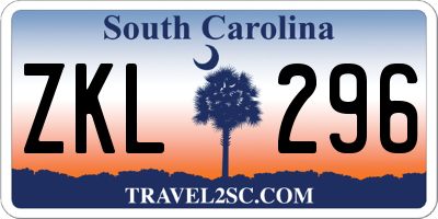 SC license plate ZKL296