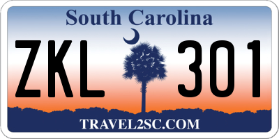 SC license plate ZKL301