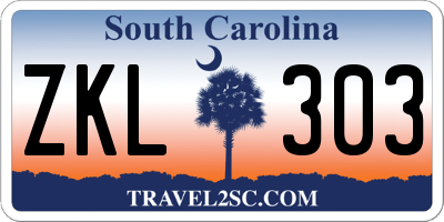 SC license plate ZKL303