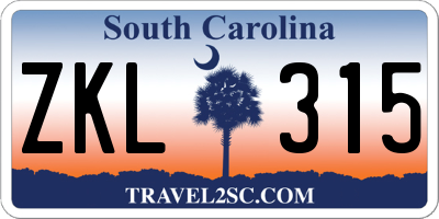 SC license plate ZKL315