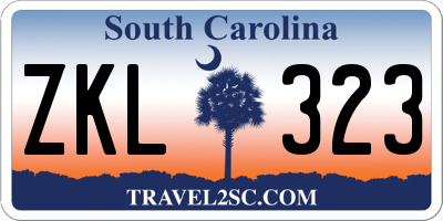 SC license plate ZKL323
