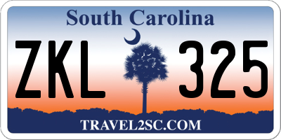SC license plate ZKL325