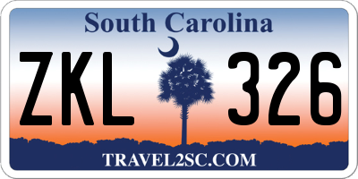 SC license plate ZKL326