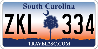 SC license plate ZKL334