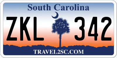 SC license plate ZKL342