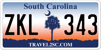 SC license plate ZKL343