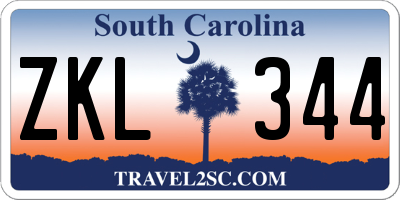SC license plate ZKL344