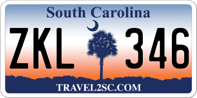 SC license plate ZKL346
