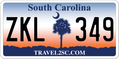 SC license plate ZKL349