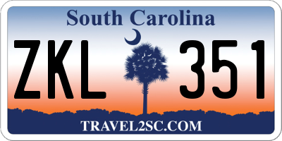 SC license plate ZKL351